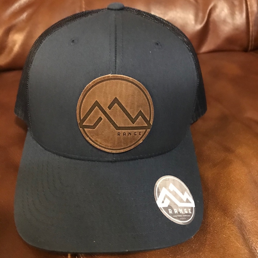 NWT Range Leather Company Navy TruckerCap Snapback